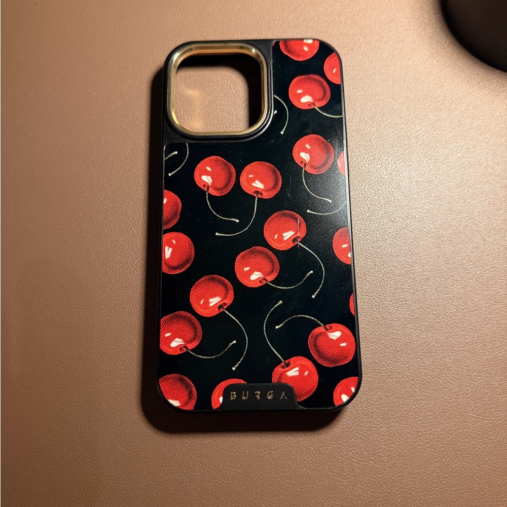 Burgea Cherry Pattern Black & Red Phone Case